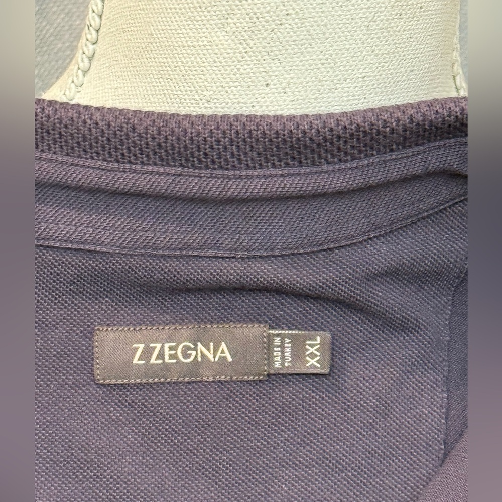 ZZegna Men's Navy Blue Polo Shirt - Picture 4 of 5